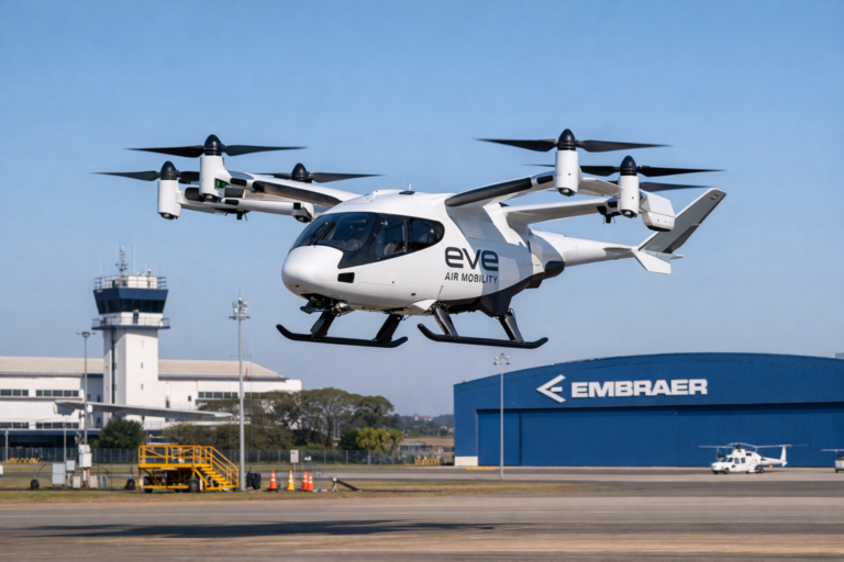 Eve Air Mobility conclui primeiro voo do eVTOL e avança rumo à certificação até 2027