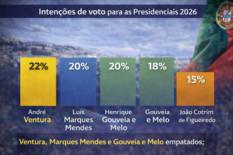 Sondagens às Presidenciais 2026: Ventura, Marques Mendes e Gouveia e Melo em empate técnico; Seguro aproxima-se e Cotrim sobe