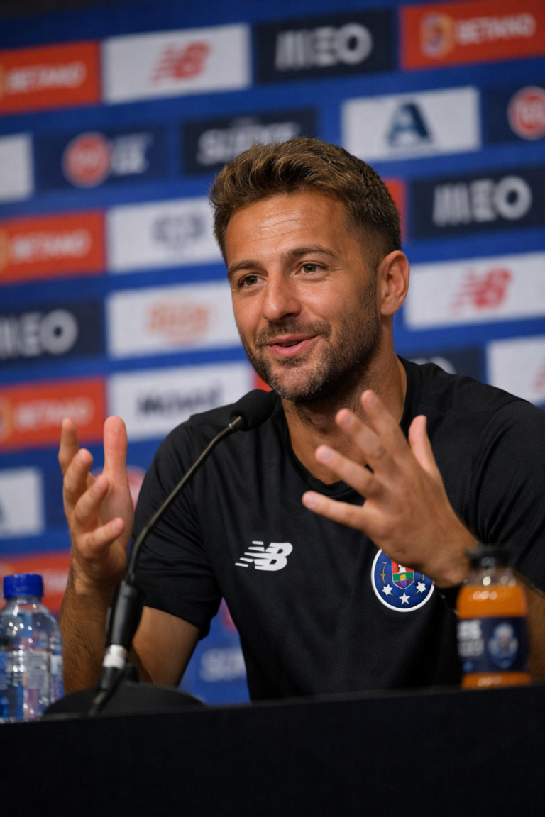 Francesco Farioli em conferência de imprensa do FC Porto