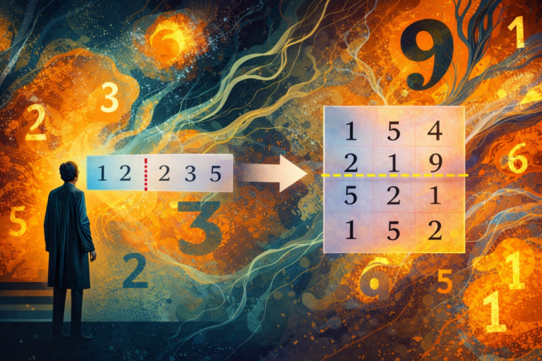 Números alteram a perceção do espaço em ilustração científica conceptual