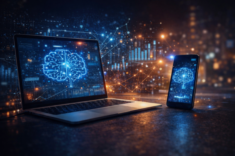 Dispositivos a funcionar como nós de IA no edge.